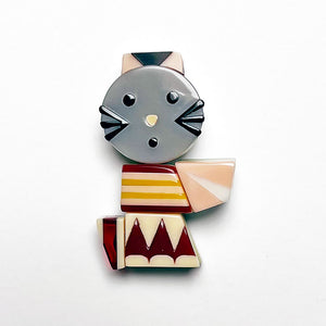 Multi-Color Polished Lucite Pin: Cat