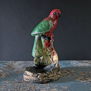 Vintage Chalkware Red & Green Bird