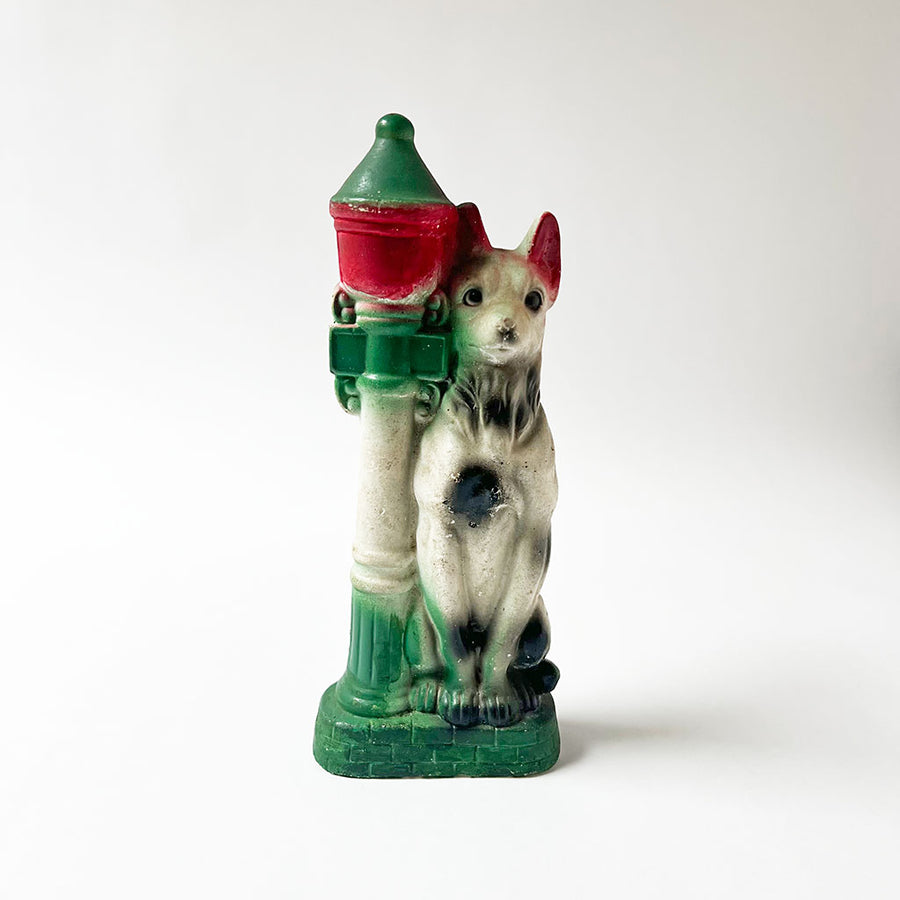 Vintage Chalkware Dog and Lamp Post