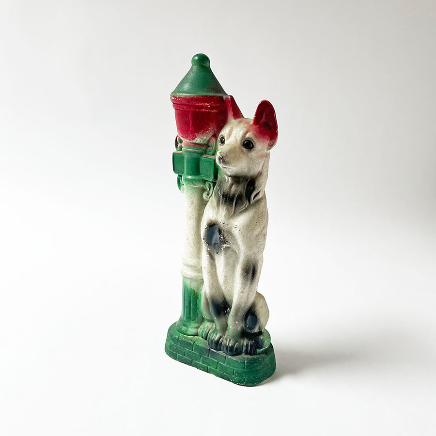 Vintage Chalkware Dog and Lamp Post