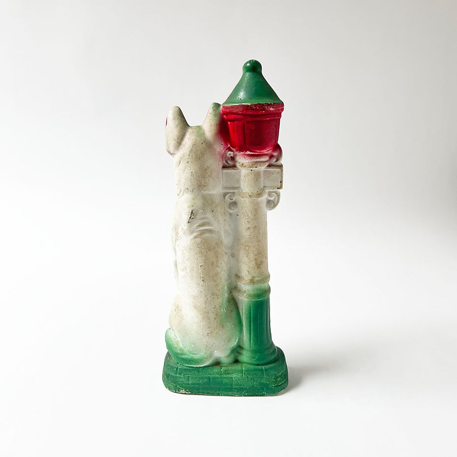 Vintage Chalkware Dog and Lamp Post