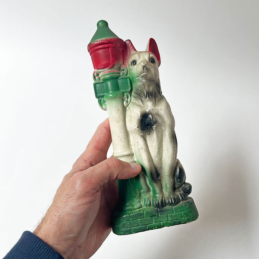 Vintage Chalkware Dog and Lamp Post
