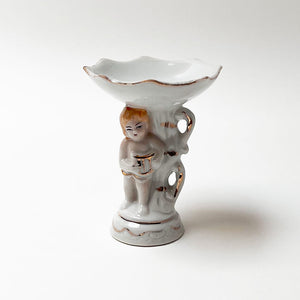 Vintage Porcelain Figural Cherub Stand with Small Dish Made in Japan