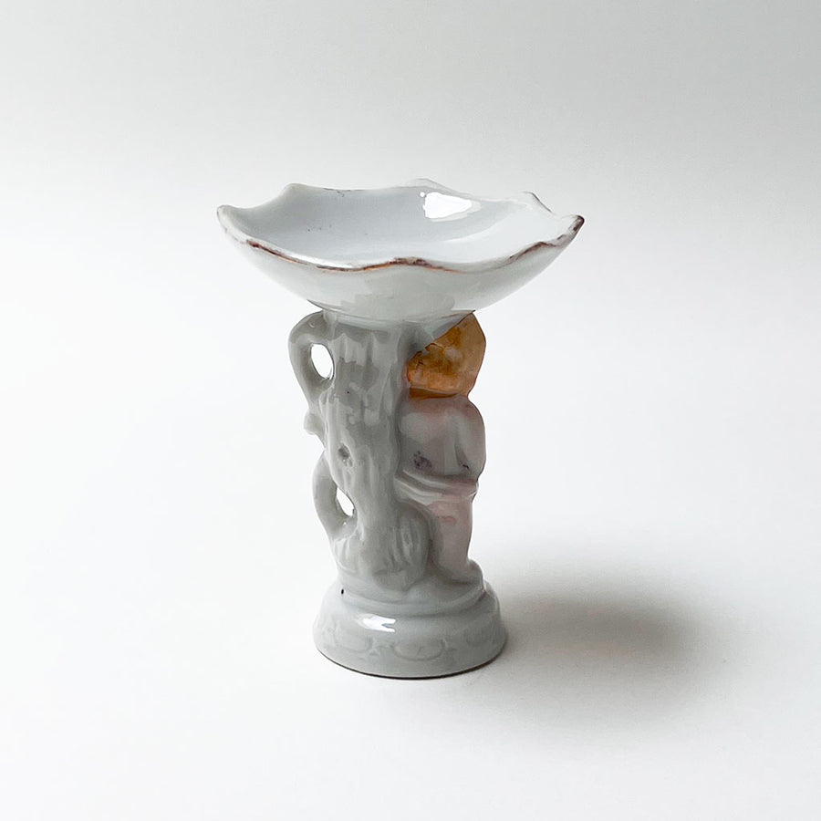 Vintage Porcelain Figural Cherub Stand with Small Dish Made in Japan