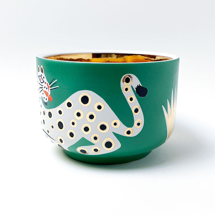 Waylande Gregory Deep Bowl with Leopards Green