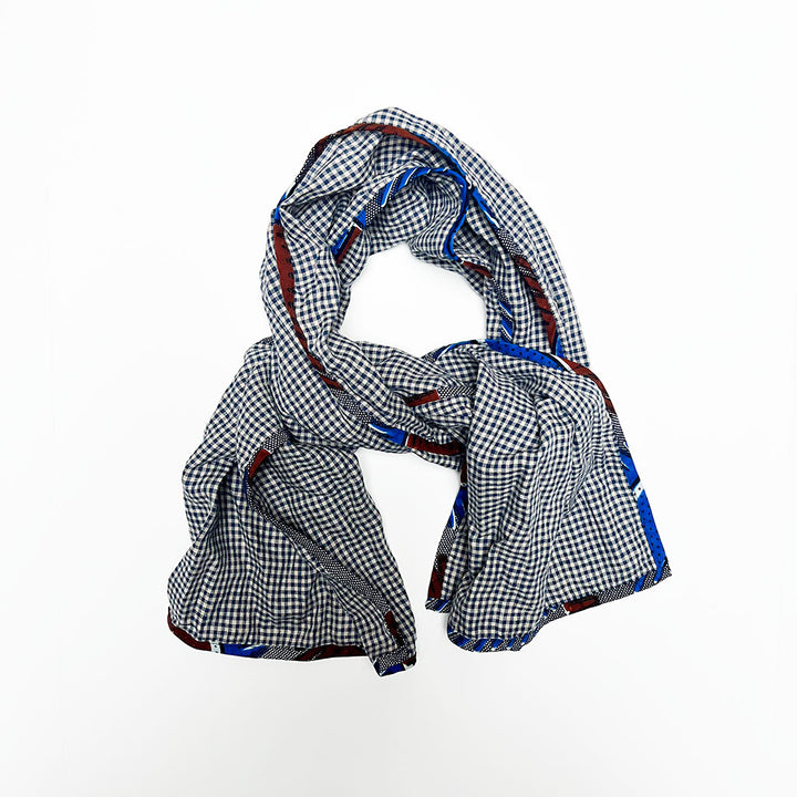 PATCH NYC Navy Check Classic Linen Scarf