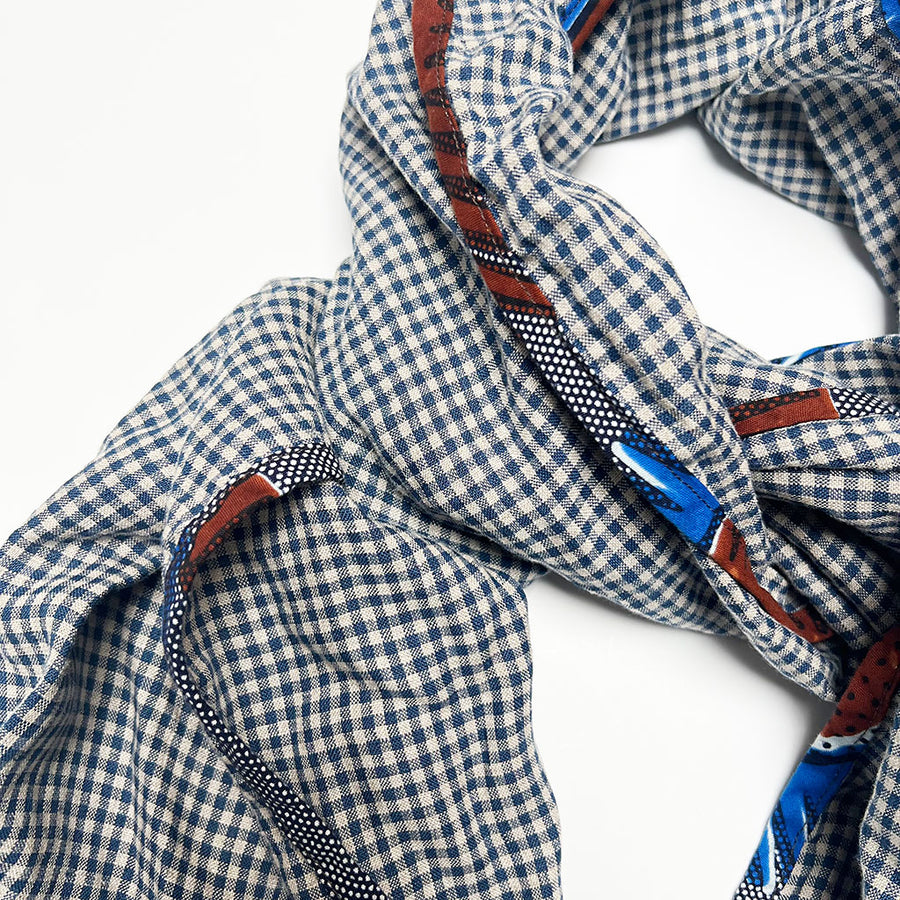 PATCH NYC Navy Check Classic Linen Scarf