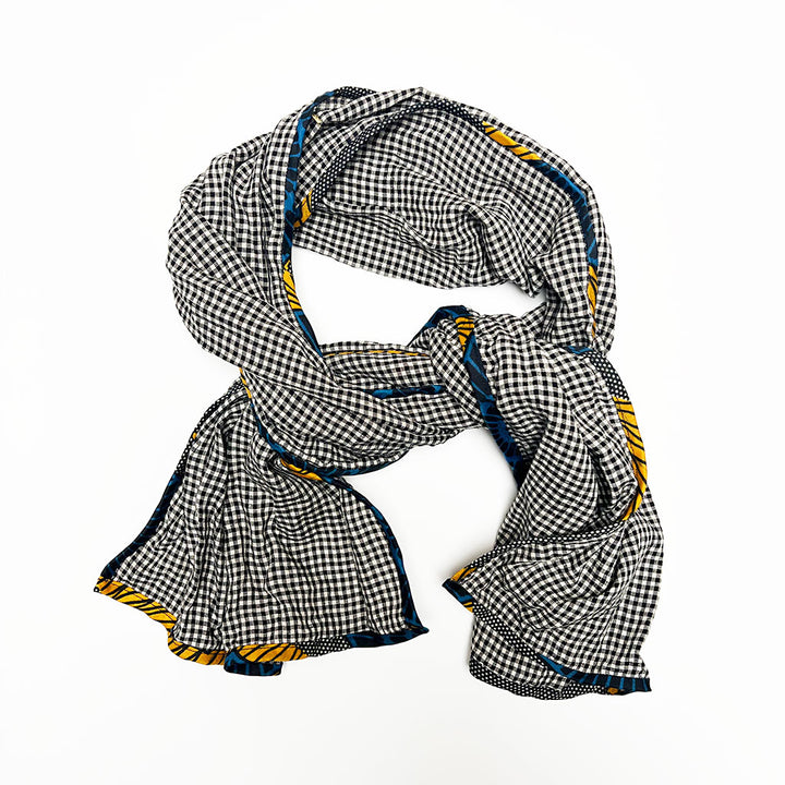PATCH NYC Black Check Classic Linen Scarf