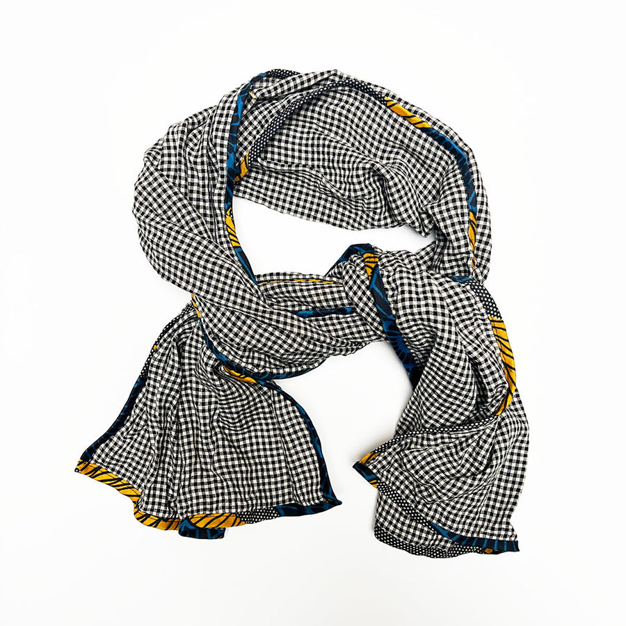 PATCH NYC Black Check Classic Linen Scarf