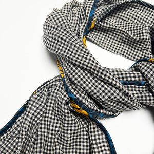 PATCH NYC Black Check Classic Linen Scarf