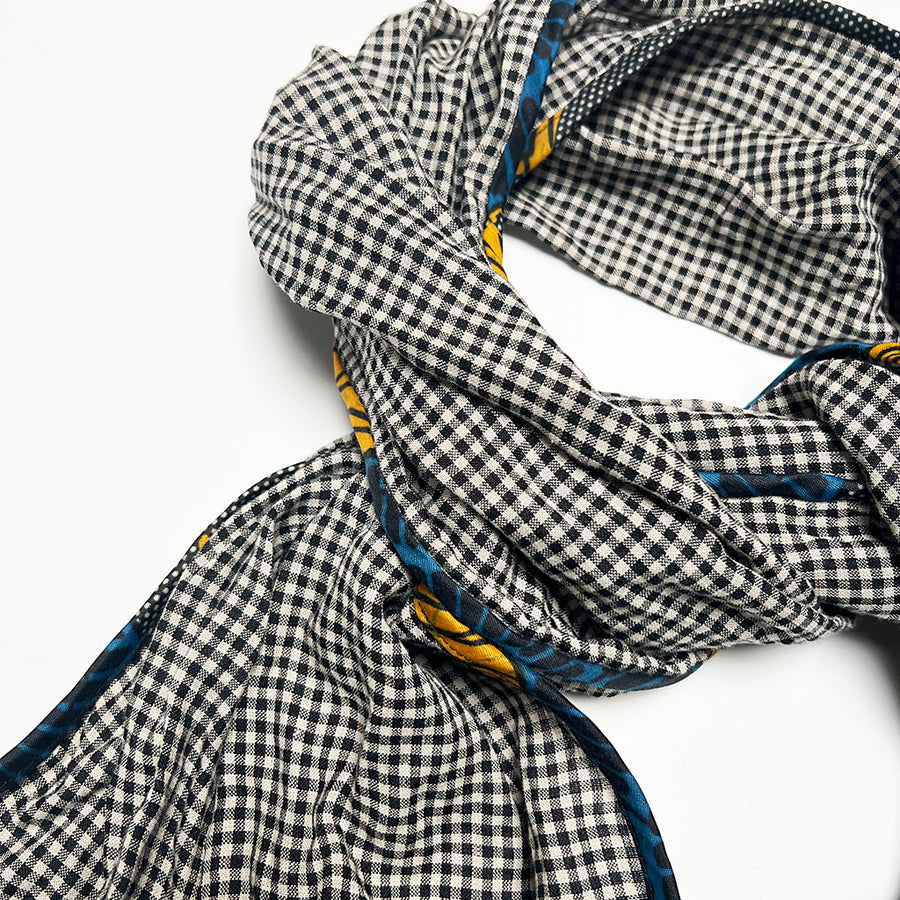 PATCH NYC Black Check Classic Linen Scarf