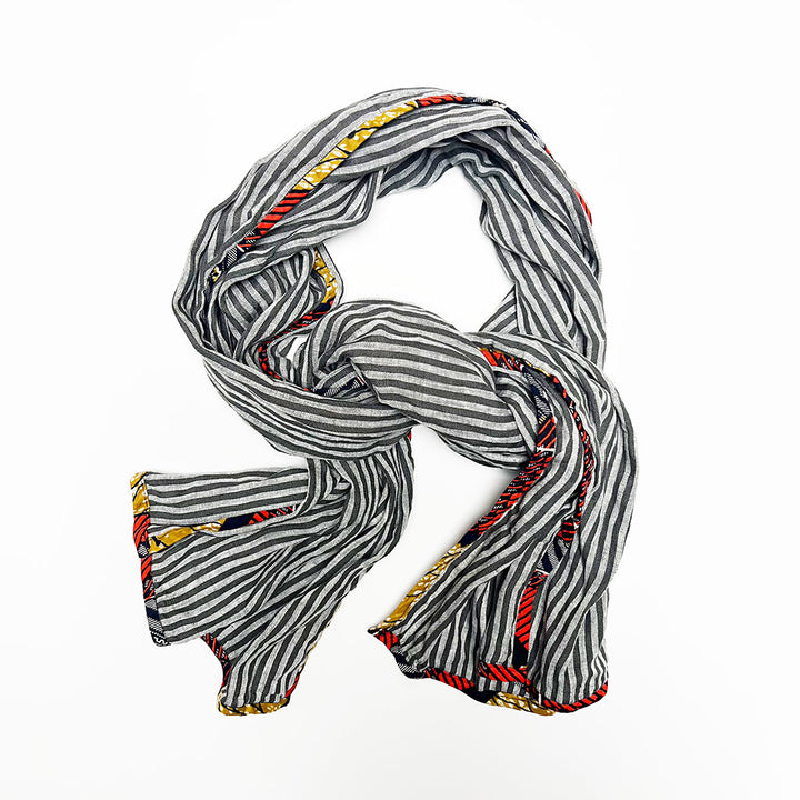 PATCH NYC Gray Stripe Classic Linen Scarf