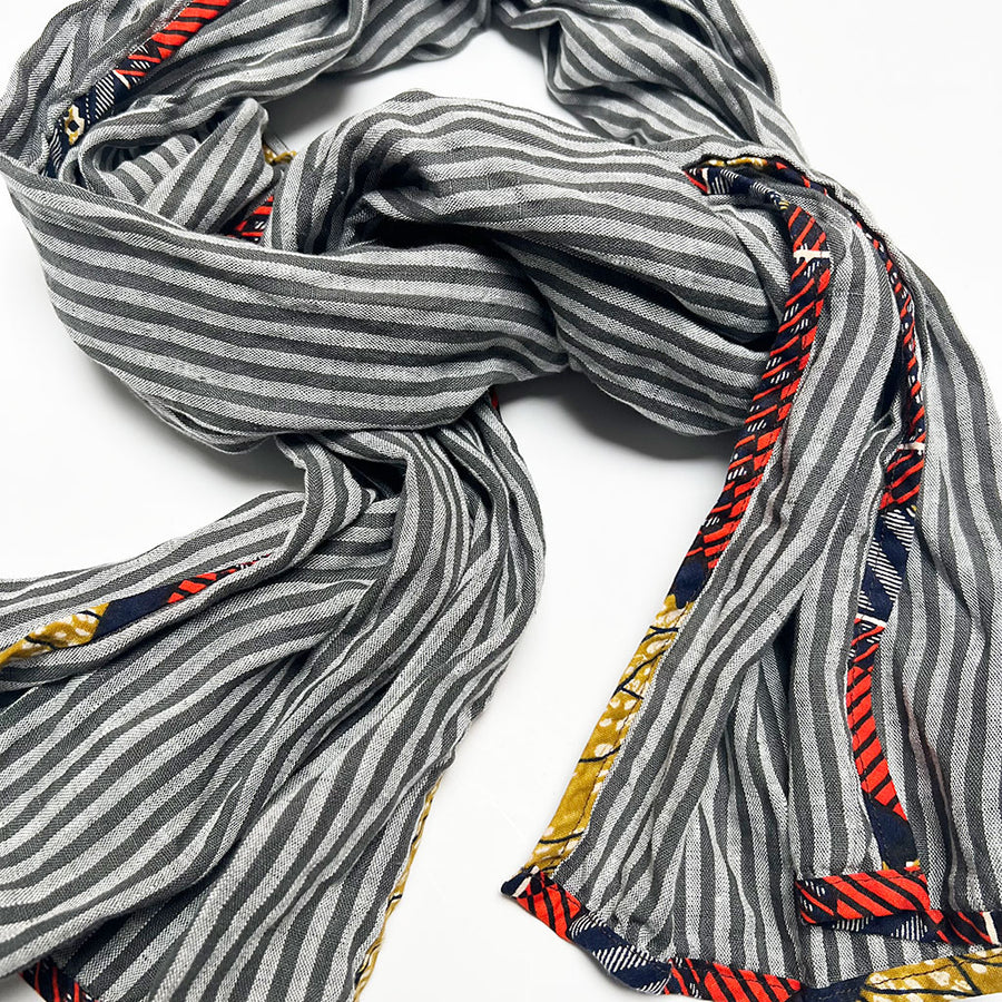 PATCH NYC Gray Stripe Classic Linen Scarf