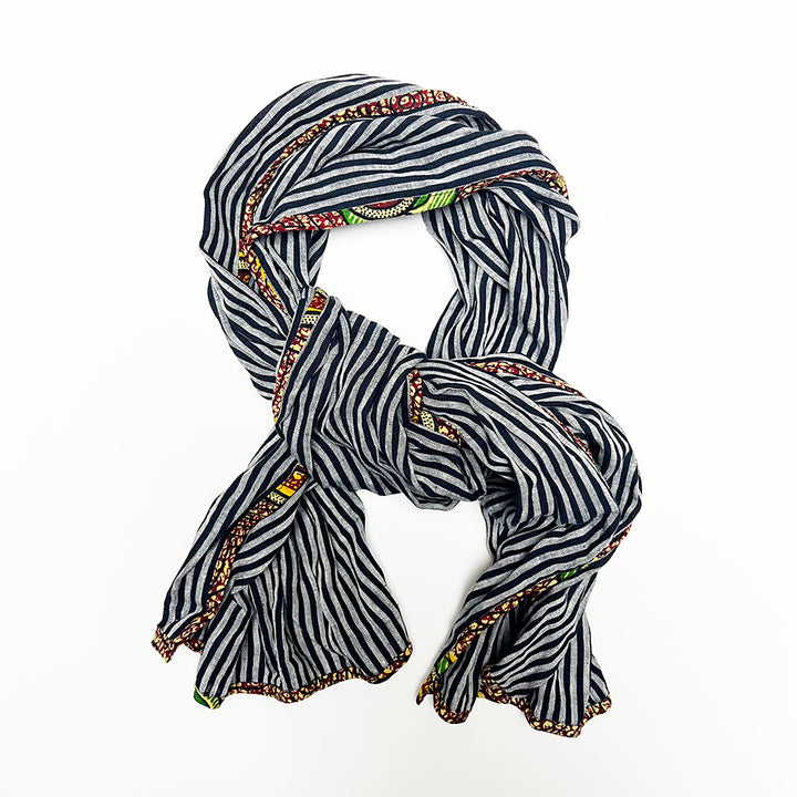 PATCH NYC Navy Stripe Classic Linen Scarf