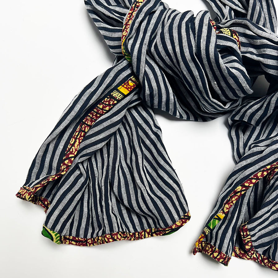 PATCH NYC Navy Stripe Classic Linen Scarf