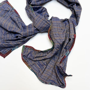 PATCH NYC Dark Purple Plaid Classic Linen Scarf