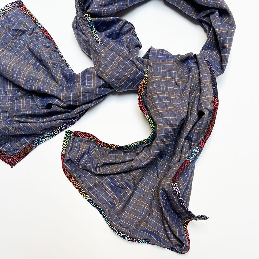 PATCH NYC Dark Purple Plaid Classic Linen Scarf