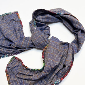 PATCH NYC Dark Purple Plaid Classic Linen Scarf