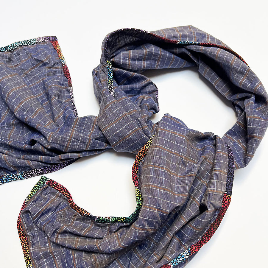 PATCH NYC Dark Purple Plaid Classic Linen Scarf