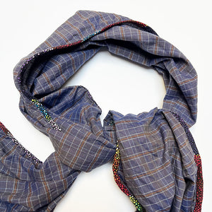 PATCH NYC Dark Purple Plaid Classic Linen Scarf