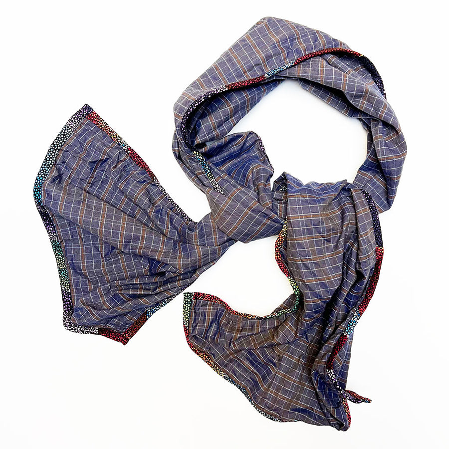 PATCH NYC Dark Purple Plaid Classic Linen Scarf