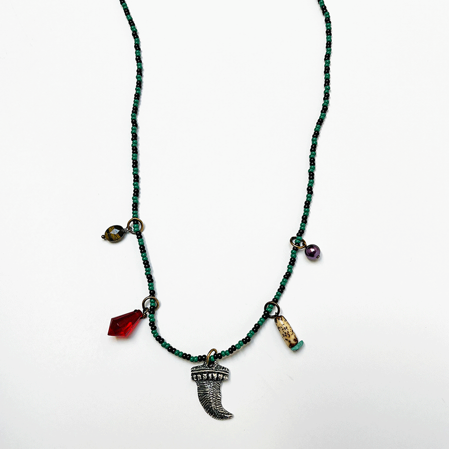 Collage Necklace: Emerald Green & Black