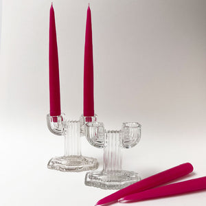 Vintage Clear Glass Cactus Candlesticks (Pair)