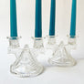 Vintage Clear Cut Glass Candle Holders (Set of 2)