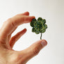 Beaded Lucky Clover Embroidered Pin by Trovelore