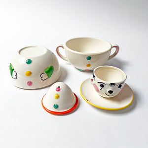 Vintage Stacked Ceramic Breakfast Set Clown Made in Japan