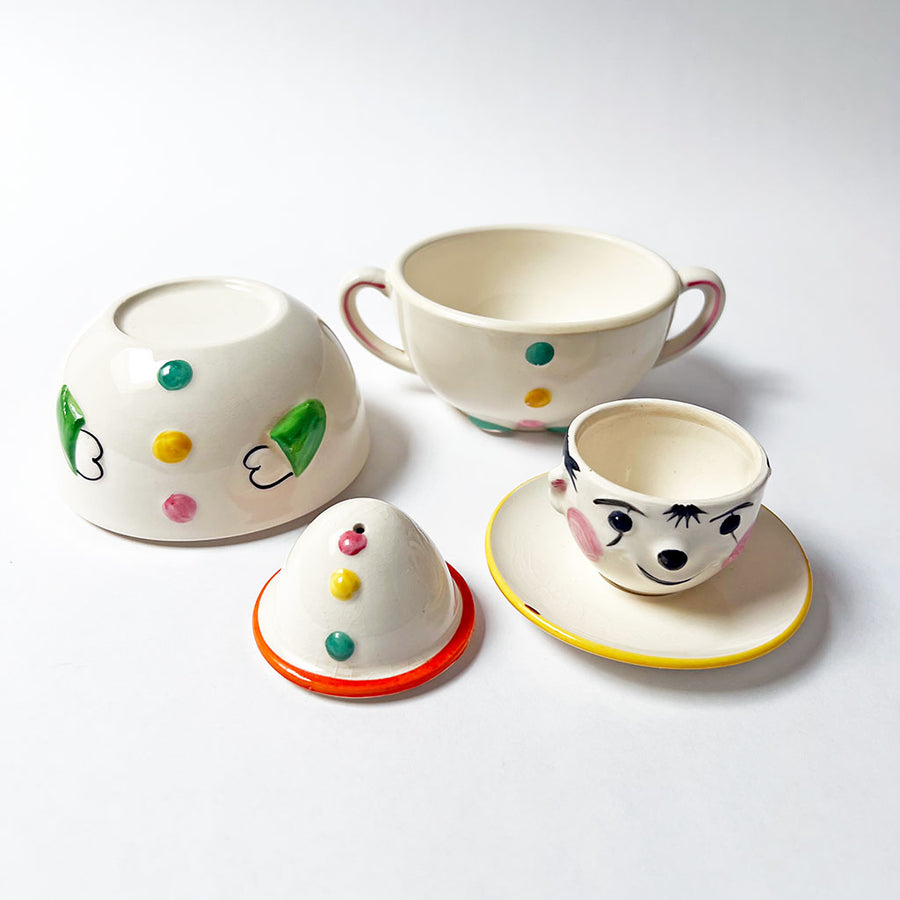 Vintage Stacked Ceramic Breakfast Set Clown Made in Japan