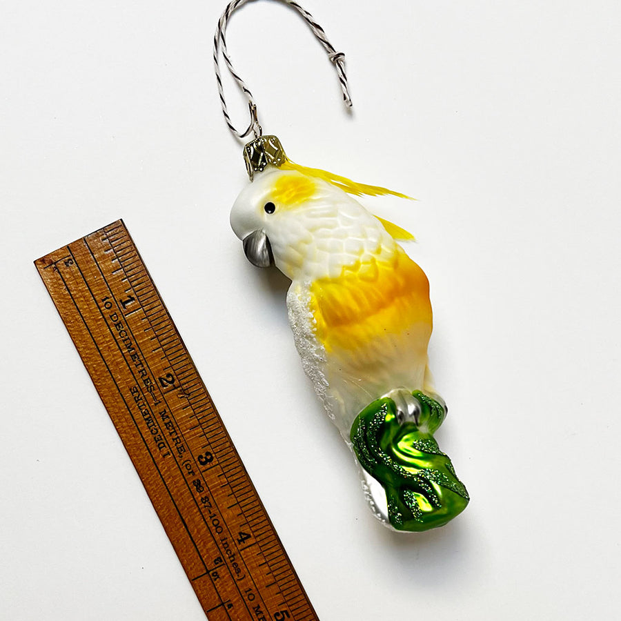 Cockatoo with Feather Glass Ornament