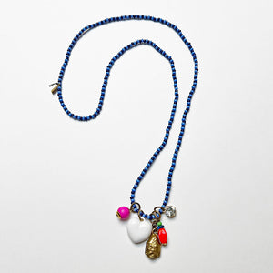 Collage Necklace: Dark & Light Blue (6E)