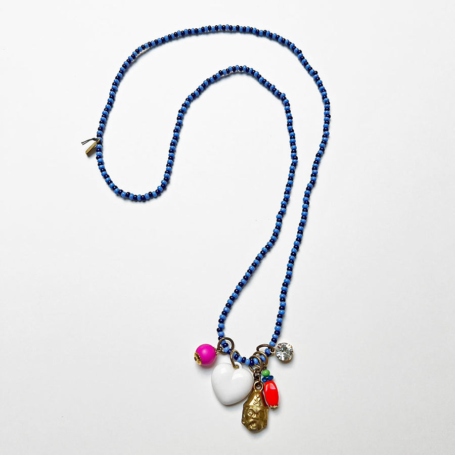 Collage Necklace: Dark & Light Blue (6E)