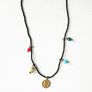 Collage Necklace: Black with Roman Coin Charm (S26B)