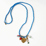 Collage Necklace: Cornflower Blue with Eagle Ribbon Shield Charm (S26I)