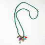 Collage Necklace: Dark Green with Cat with Bow Charm (S26O)