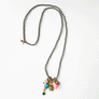 Collage Necklace: Grey with Cat with Bowtie Charm (S26Q)