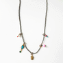 Collage Necklace: Grey with Cat with Bowtie Charm (S26Q)