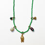 Collage Necklace: Light Green & Skull with Crossbones (JU11)