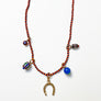 Collage Necklace: Navy Blue & Orange with Horseshoe (JU7)