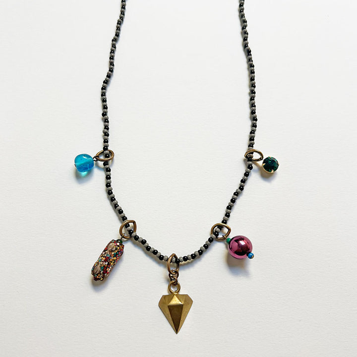 Collage Necklace: Black & Grey (O2513)