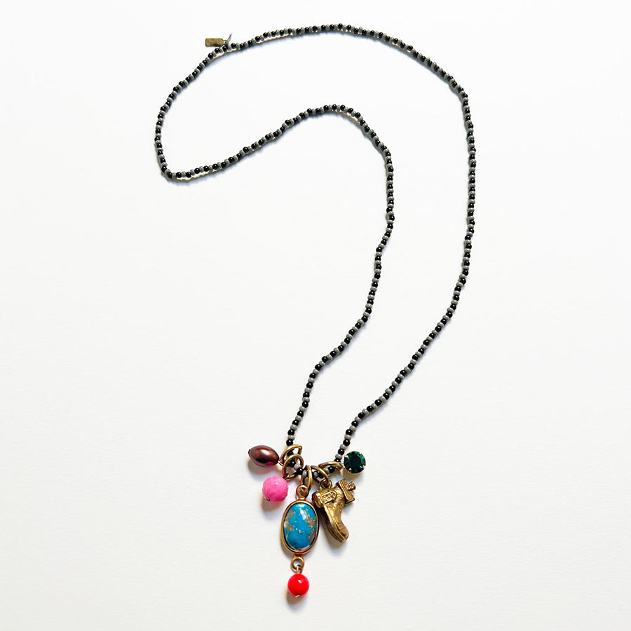Collage Necklace: Black & Grey (O2516)