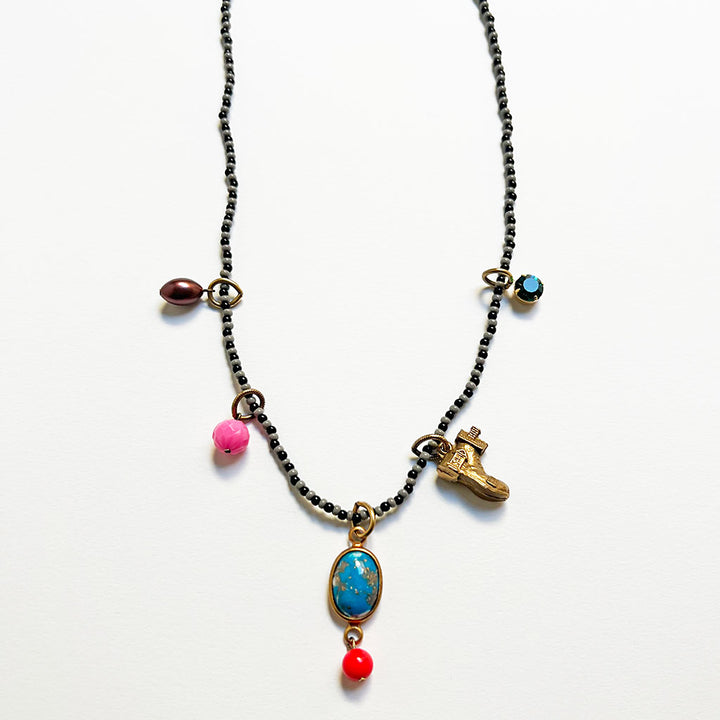 Collage Necklace: Black & Grey (O2516)