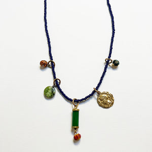 Collage Necklace: Navy Blue (O2525)