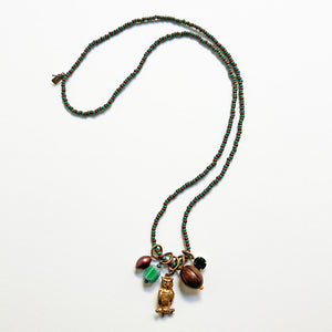 Collage Necklace: Green & Brown (O258)