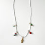 Collage Necklace: White with Skull & Crossbones Charm (S264)