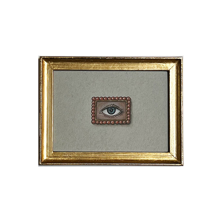 Don Carney Lover's Eye with Coral Beads Art Print in Gold Frame