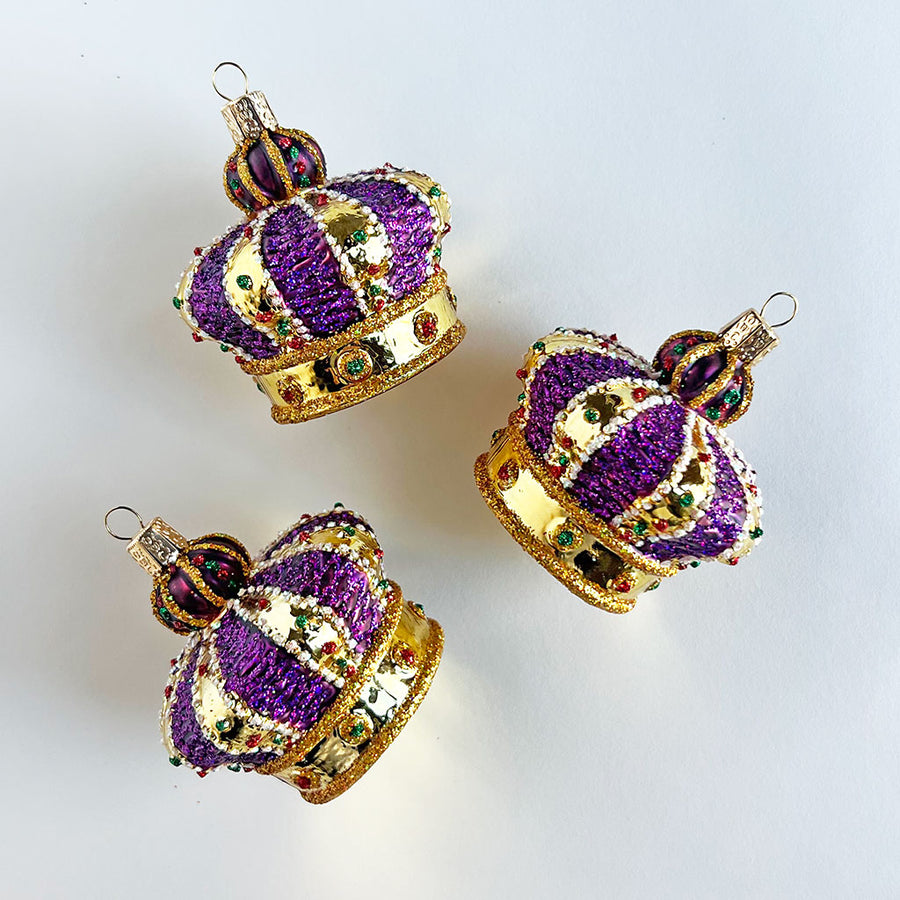 Jeweled Royal Crown Glass Ornament