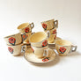 Vintage Mayfair Art Deco Floral Ceramic Cups & Saucers by Leigh Potters Made in the USA (set of 20)